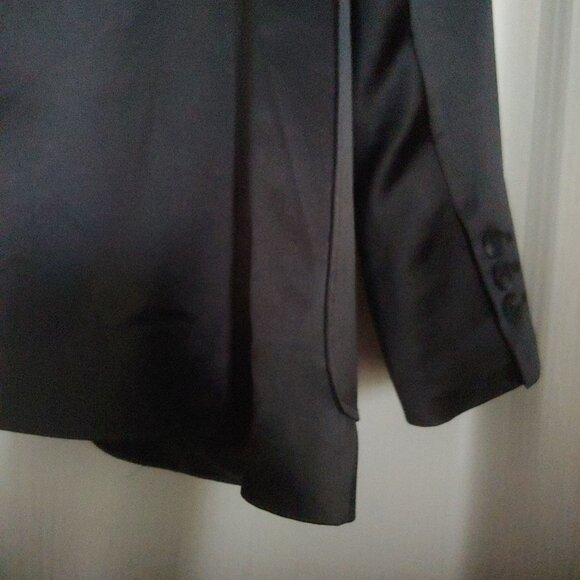 Herzen's Angelegenheit Black Satin Womens Blazer 2 Button Pockets Dressy 40 - Picture 9 of 13